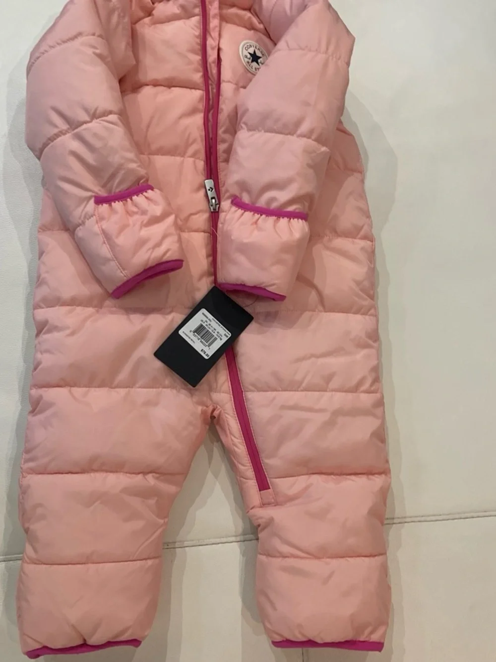 Converse Pink Two-Tone Puffer Jacket with Fuchsia Lining